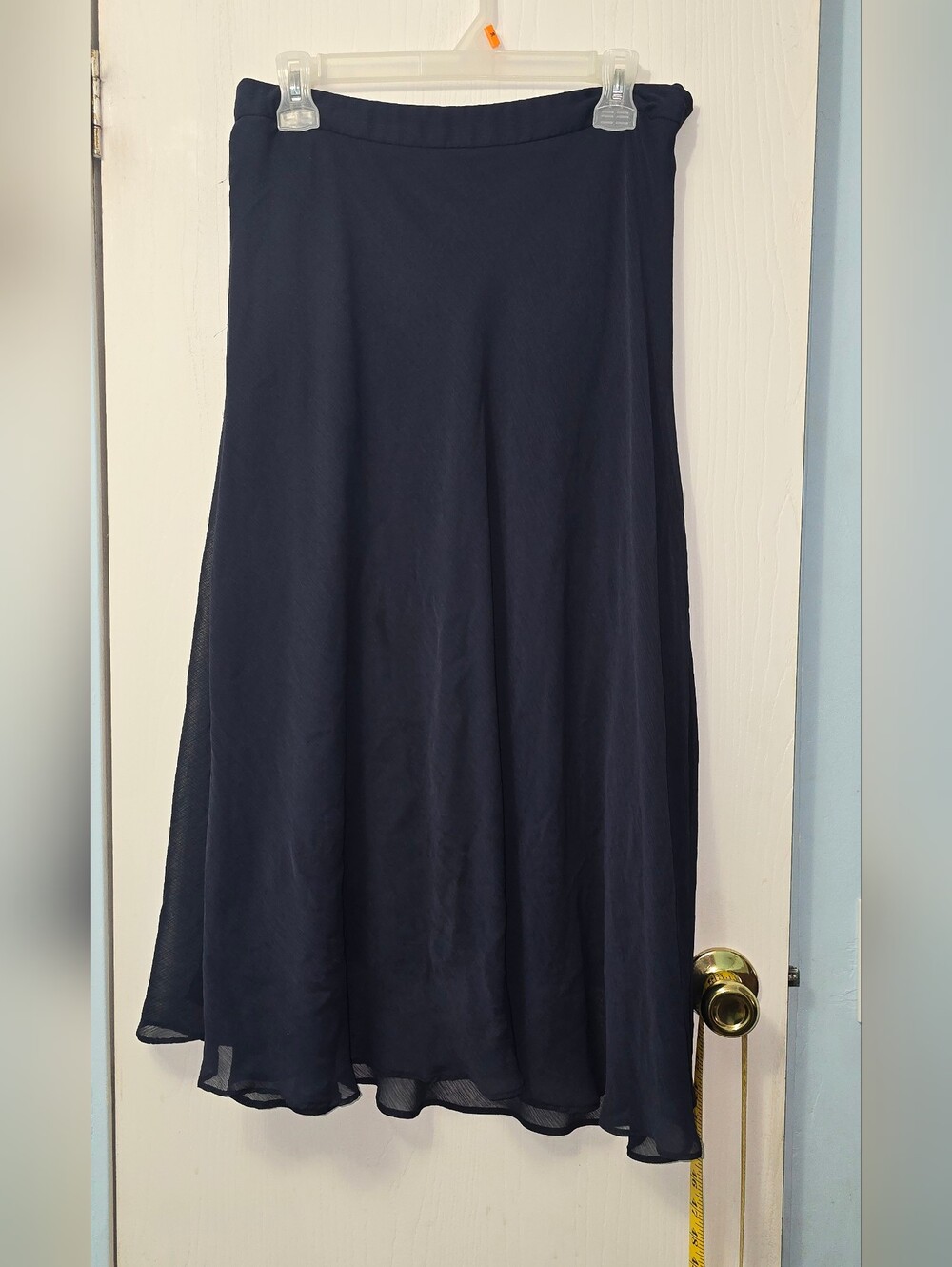 Cato Navy Blue Chiffon A-Line Midi Skirt Size 12